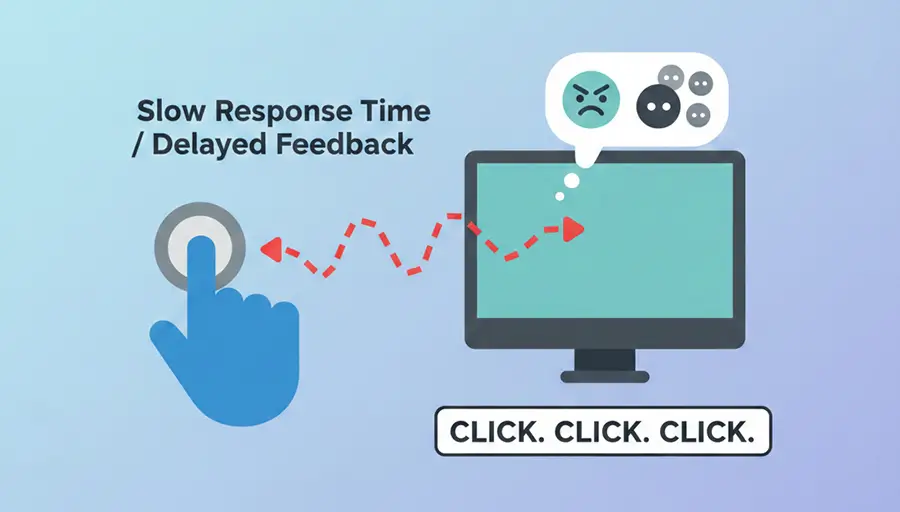 Rage clicks caused by slow UI response and missing visual feedback after user interaction