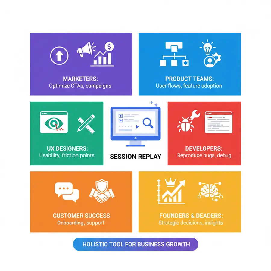 teams benefiting from session replay including marketers product and UX teams